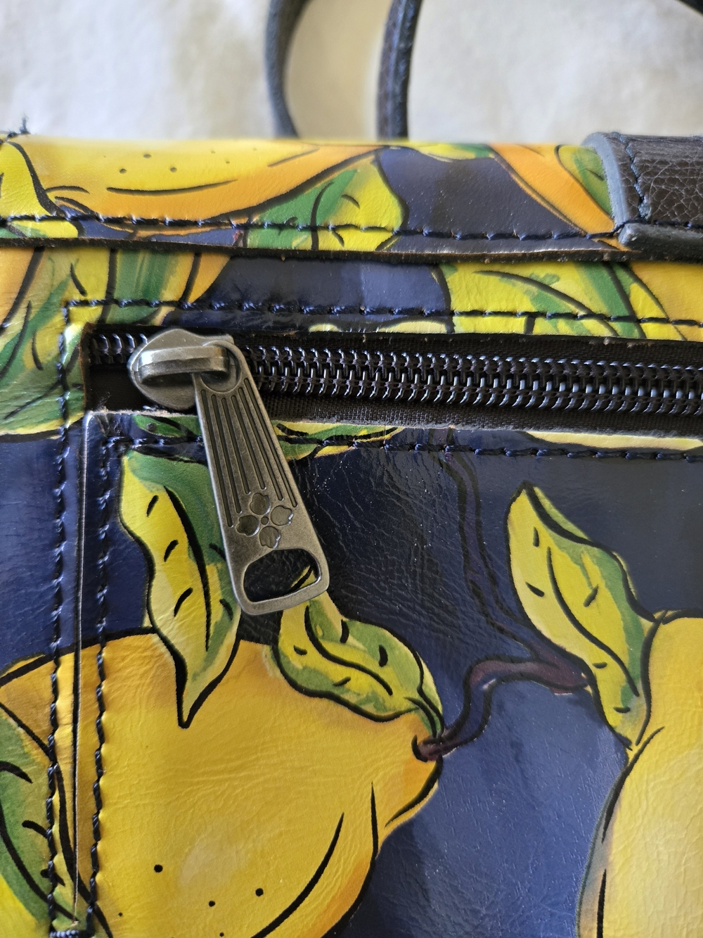 Patricia Nash Torri Crossbody Bag in Positano Limon Leather | Lemon Flap Purse - Picture 7 of 14